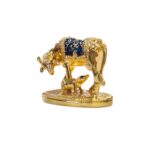 Side profile view of Kamdhenu Idol - Cow with calf