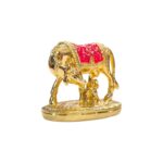 Elegant Gold plated Kamdhenu Idol for your home mandir and Gift