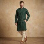 Men’s green mirror work kurta - Sehr Luxe Series