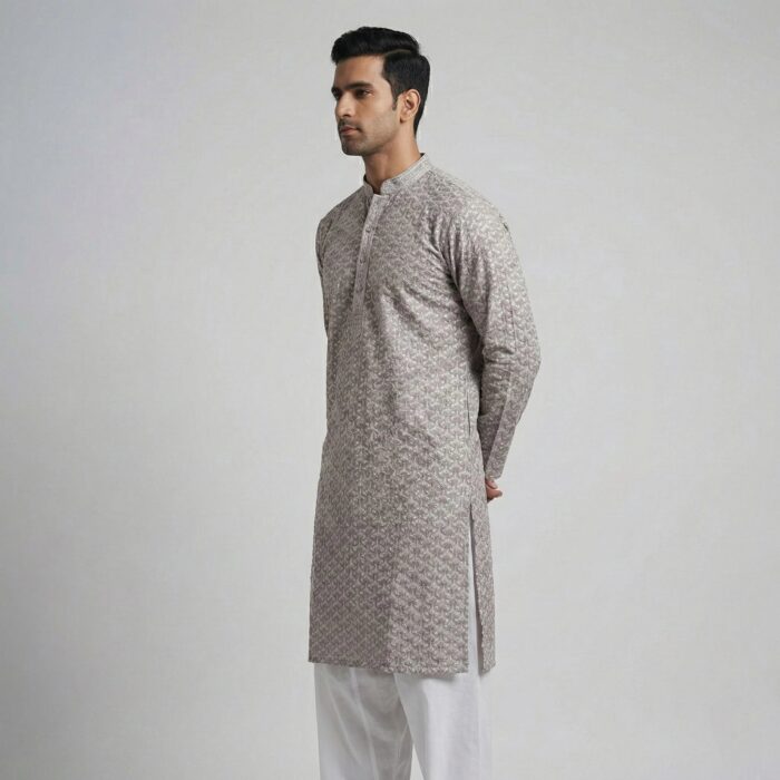 Men’s grey embroidered kurta Sehr Luxe Series