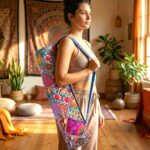 Embroidered Yoga mat Bag - Turquoise