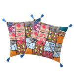 Set of 2 - Patchwork work Cushion Cover - Blue - Image 2