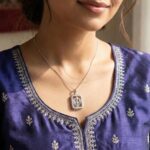 Sterling silver khanda pendant with cz stone work for everyday wearing