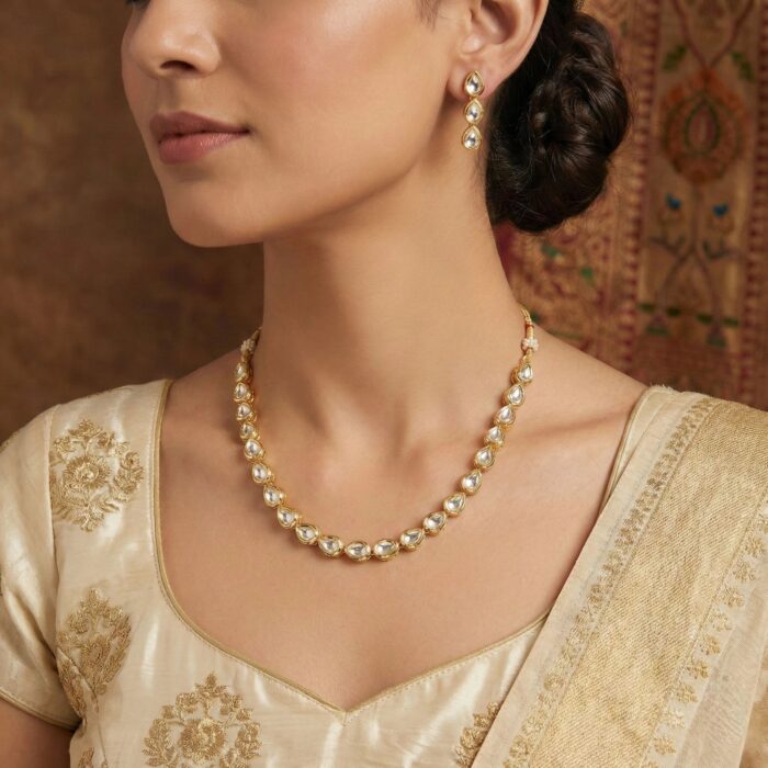 Light weight Polki Kundan Necklace set