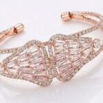 Close up of elegant American Diamond Bracelet with Rose gold finish
