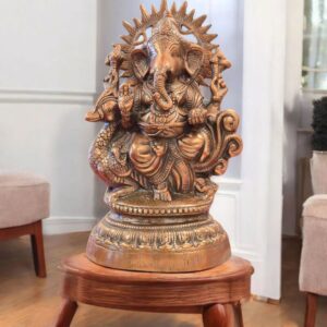 Metal Copper Ganesha Statue | 15 Inches