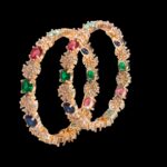 Multicolor Navratna stones on Swarnika bangle set