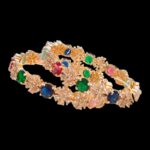 Side profile view of navratna style bangle set