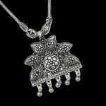 Brass pendant necklace with premium oxidized silver plating