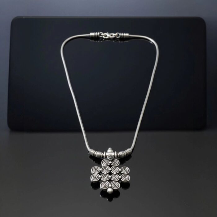 German silver plated brass pendant necklace boho style