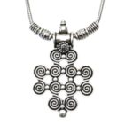 Boho silver oxidized pendant necklace with vintage finish