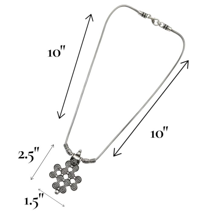 Dimensions of the Brass made Silver Oxidized Chain and Pedant