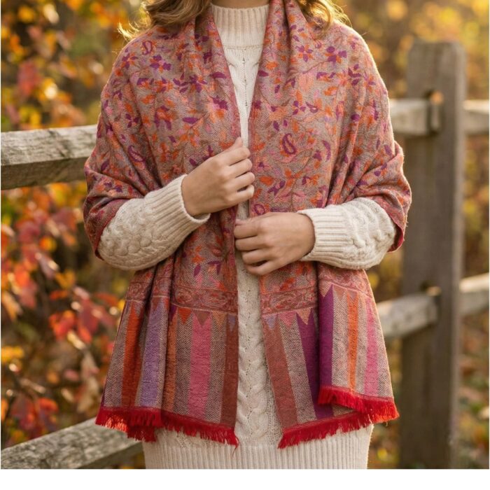Pashmina stole for women with elegant thread work