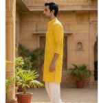 Premium yellow cotton kurta for weddings Canada