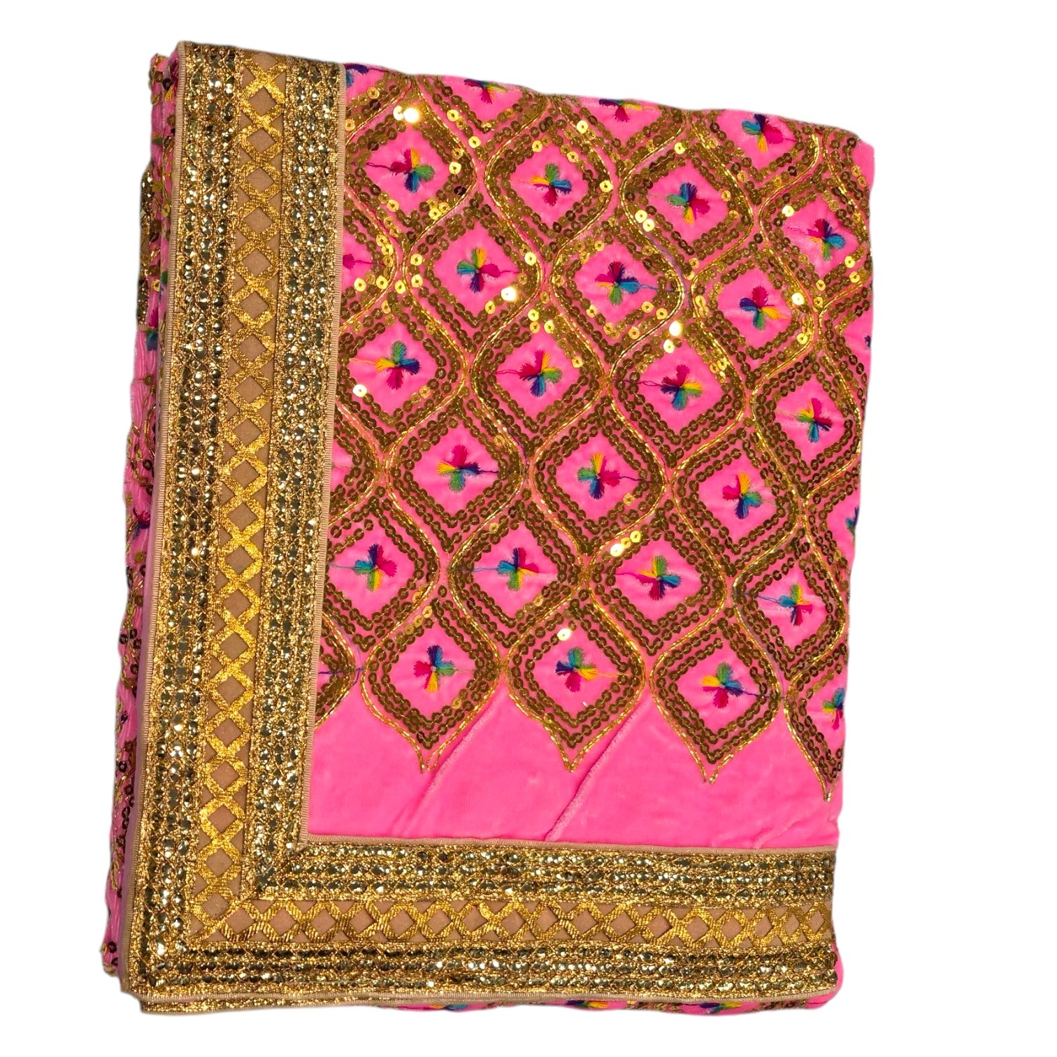 Premium velvet Rumala Sahib set Premium velvet Rumala Sahib with broad embroidered border – set of four