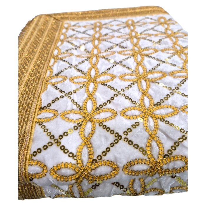 Close up of elegant sunder rumala sahib set for Babaji