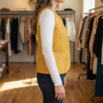 Yellow open front jacket women haldi festive wear