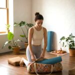 Embroidered Yoga mat Bag - White