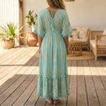 Long Indian viscose crepe dress