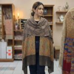 Faux pashmina wrap for women draped over shoulders