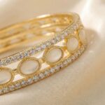 Aureva Series gold plated statement bangle with AD and Kundan stones