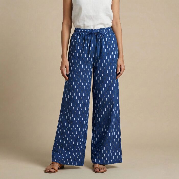 Women regular fit rayon palazzo with drawstring waist