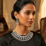 Silver antique Necklace Set with Mirror work - Image 2