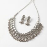 Silver antique Necklace Set with Mirror work - Image 4