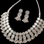 Silver antique Necklace Set with Mirror work - Image 5