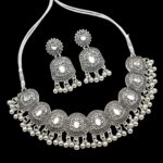 Silver antique Necklace Set with Kundan stones - Image 5