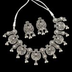 Silver antique Necklace Set with Mirror work - Image 3
