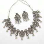 Silver antique Necklace Set with Mirror work - Image 4
