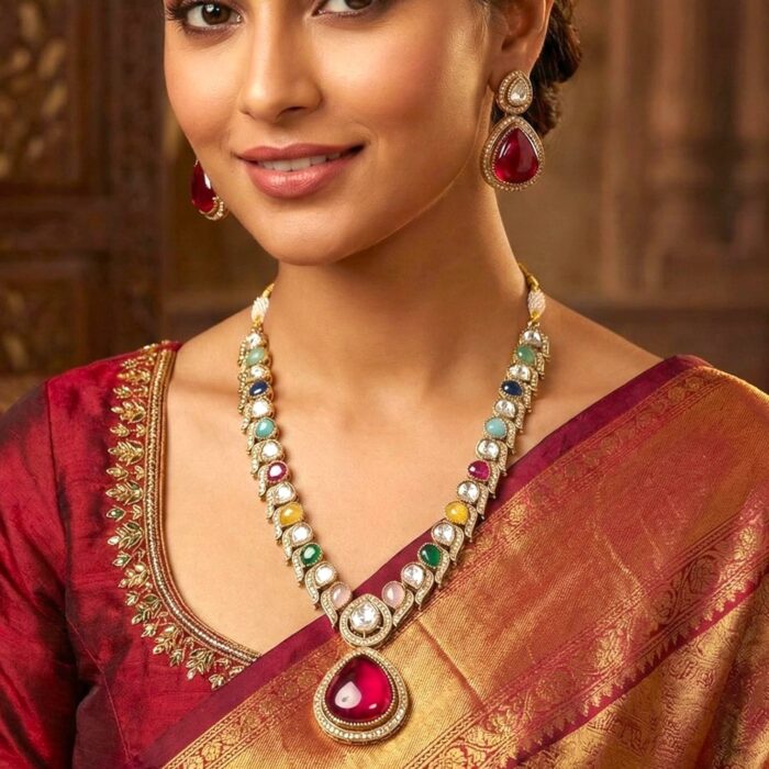 Kundan Necklace Set | Gold Plated Rani haar | Swarnika Series - Image 2