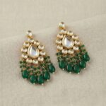 Maang Tikka Earrings Set | Kundan Stone Work | Gold Plated Jewelry | Green - Image 3