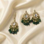 Festive kundan stone maang tikka earrings combo