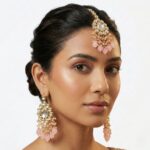 Maang Tikka Earrings Set | Kundan Stone Work | Gold Plated Jewelry | Pink