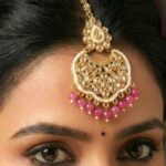Maang Tikka - Pink | Kundan Stone Work