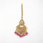 Maang Tikka - Pink | Kundan Stone Work - Image 4