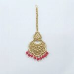 Maang Tikka - Red | Kundan Stone Work - Image 3