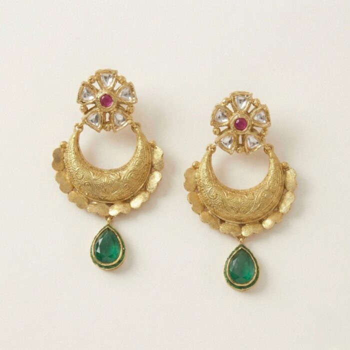 Maharani haar with earring | Semi Precious Necklace and Earring Set - Image 2