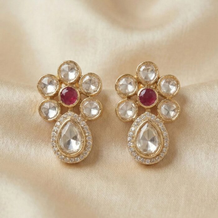 Swarnika Aira Necklace Set | 24k Gold Plated Jadau (जडाउ) Kundan & AD Stones - Image 3