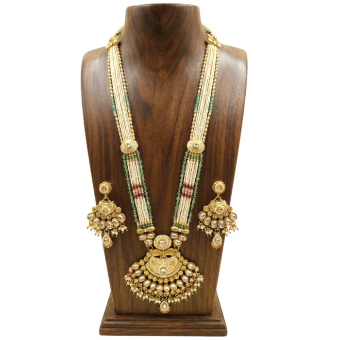 Maharani haar with earring | Semi Precious Necklace and Earring Set - Image 5