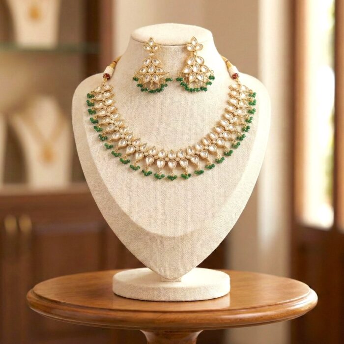 Swarnika Aira Necklace Set | 24k Gold Plated Jadau (जडाउ) Kundan - Image 3