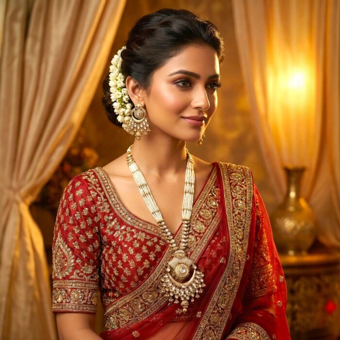 Maharani haar with earring | Semi Precious Necklace and Earring Set - Image 7