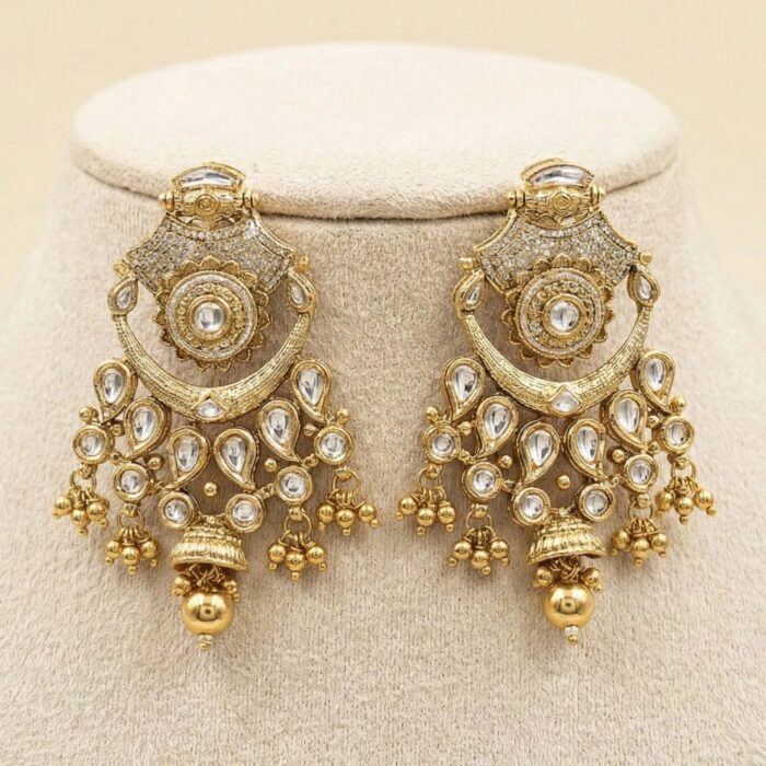 Maharani haar with earring | Semi Precious Necklace and Earring Set - Image 3