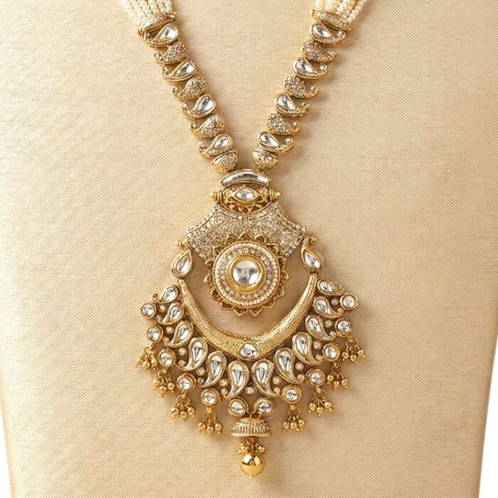 Maharani haar with earring | Semi Precious Necklace and Earring Set - Image 2