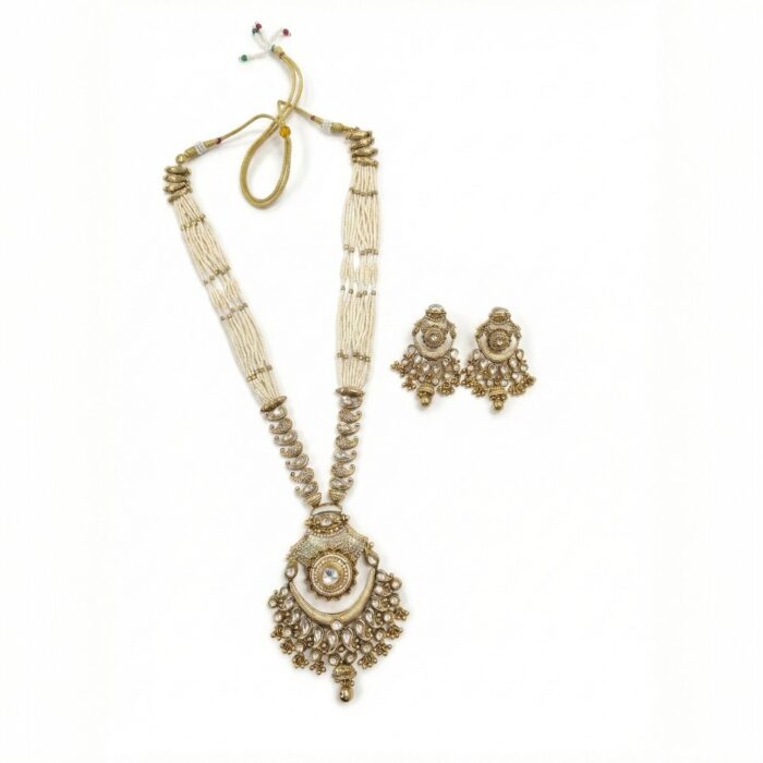 Maharani haar with earring | Semi Precious Necklace and Earring Set - Image 6