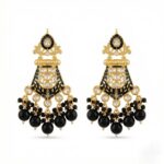 Necklace with earrings | Kundan with Black meena Necklace and Earring Set - Image 4