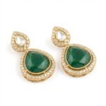 24K gold plated minimal Kundan earring set