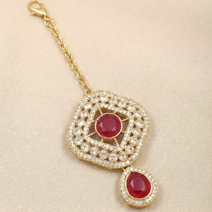 Traditional Indian Necklace Set – Gold & Ruby | Ethnic Indian jewellery - Image 6